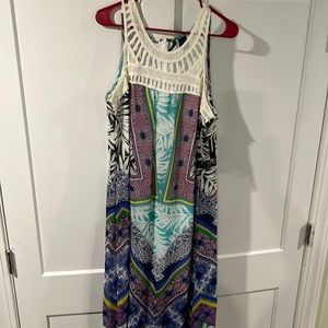 Crochet top dress, boho style maxi